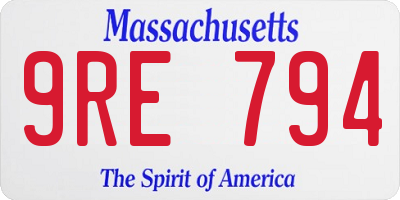 MA license plate 9RE794