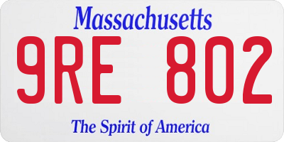MA license plate 9RE802