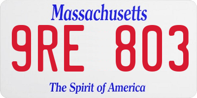 MA license plate 9RE803