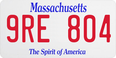 MA license plate 9RE804