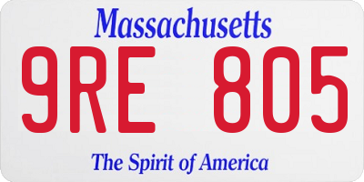 MA license plate 9RE805