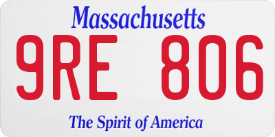 MA license plate 9RE806