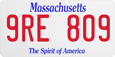 MA license plate 9RE809
