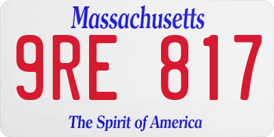 MA license plate 9RE817