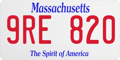 MA license plate 9RE820