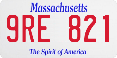 MA license plate 9RE821