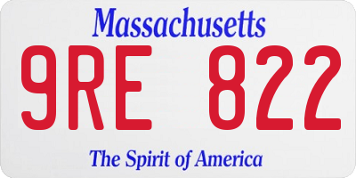 MA license plate 9RE822
