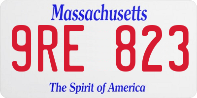 MA license plate 9RE823