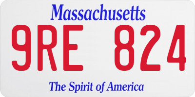 MA license plate 9RE824