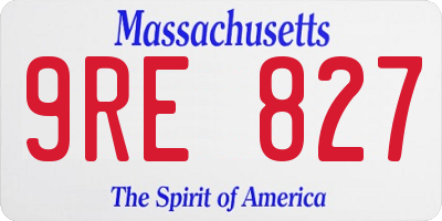 MA license plate 9RE827