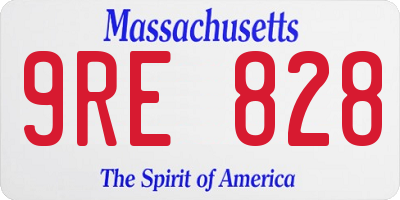 MA license plate 9RE828