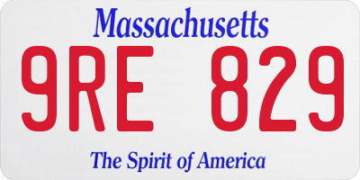 MA license plate 9RE829