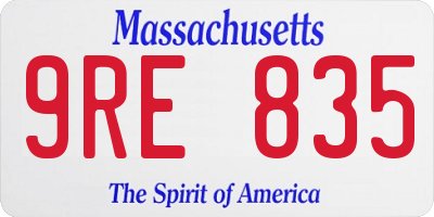 MA license plate 9RE835
