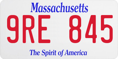 MA license plate 9RE845