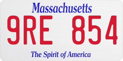 MA license plate 9RE854