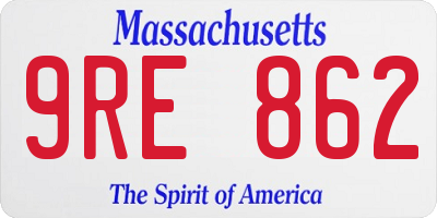 MA license plate 9RE862