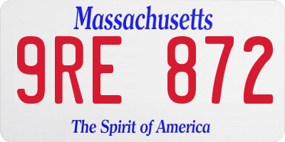 MA license plate 9RE872
