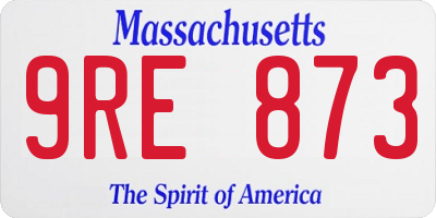 MA license plate 9RE873