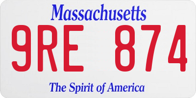MA license plate 9RE874
