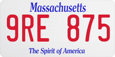 MA license plate 9RE875