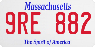 MA license plate 9RE882