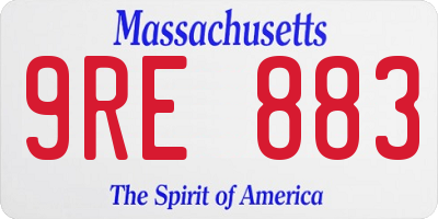 MA license plate 9RE883