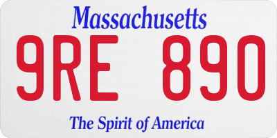 MA license plate 9RE890