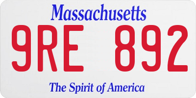 MA license plate 9RE892