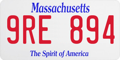 MA license plate 9RE894