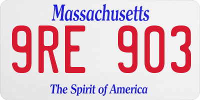 MA license plate 9RE903