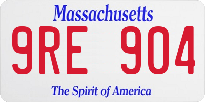MA license plate 9RE904
