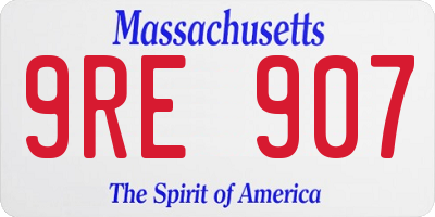 MA license plate 9RE907