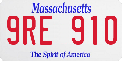 MA license plate 9RE910