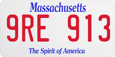 MA license plate 9RE913