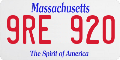 MA license plate 9RE920
