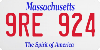 MA license plate 9RE924