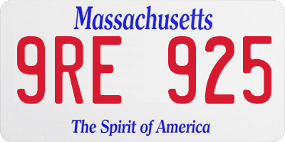 MA license plate 9RE925