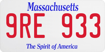 MA license plate 9RE933