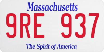 MA license plate 9RE937