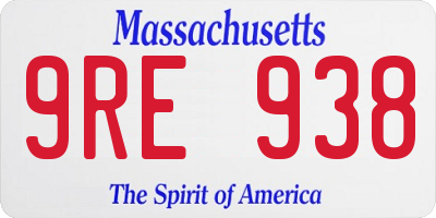 MA license plate 9RE938