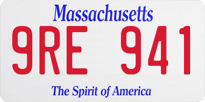 MA license plate 9RE941