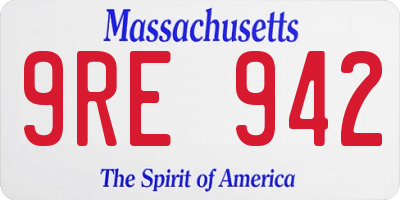 MA license plate 9RE942