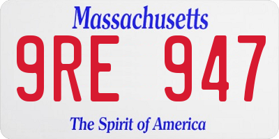 MA license plate 9RE947