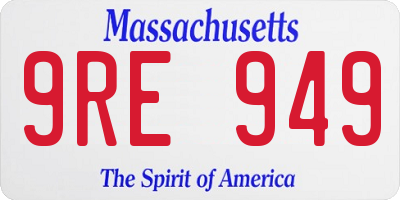 MA license plate 9RE949