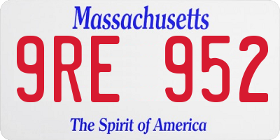 MA license plate 9RE952