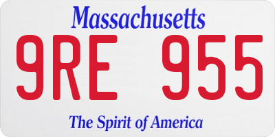 MA license plate 9RE955