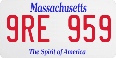 MA license plate 9RE959