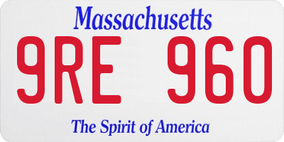 MA license plate 9RE960