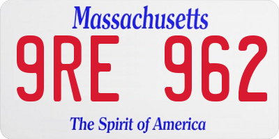MA license plate 9RE962