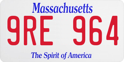 MA license plate 9RE964